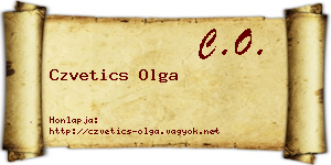 Czvetics Olga névjegykártya
